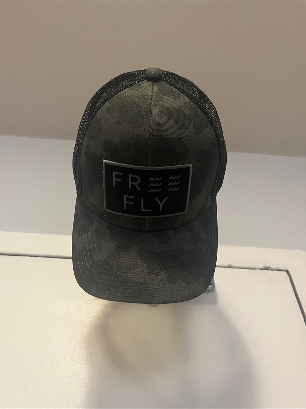 Free Fly Apparel Camo Trucker Hat - Olive Green